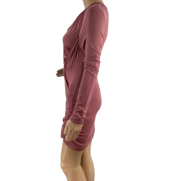 Rachel Pally Long Sleeve Keyhole Ruched Mini Dress Mauve S - Picture 4 of 7